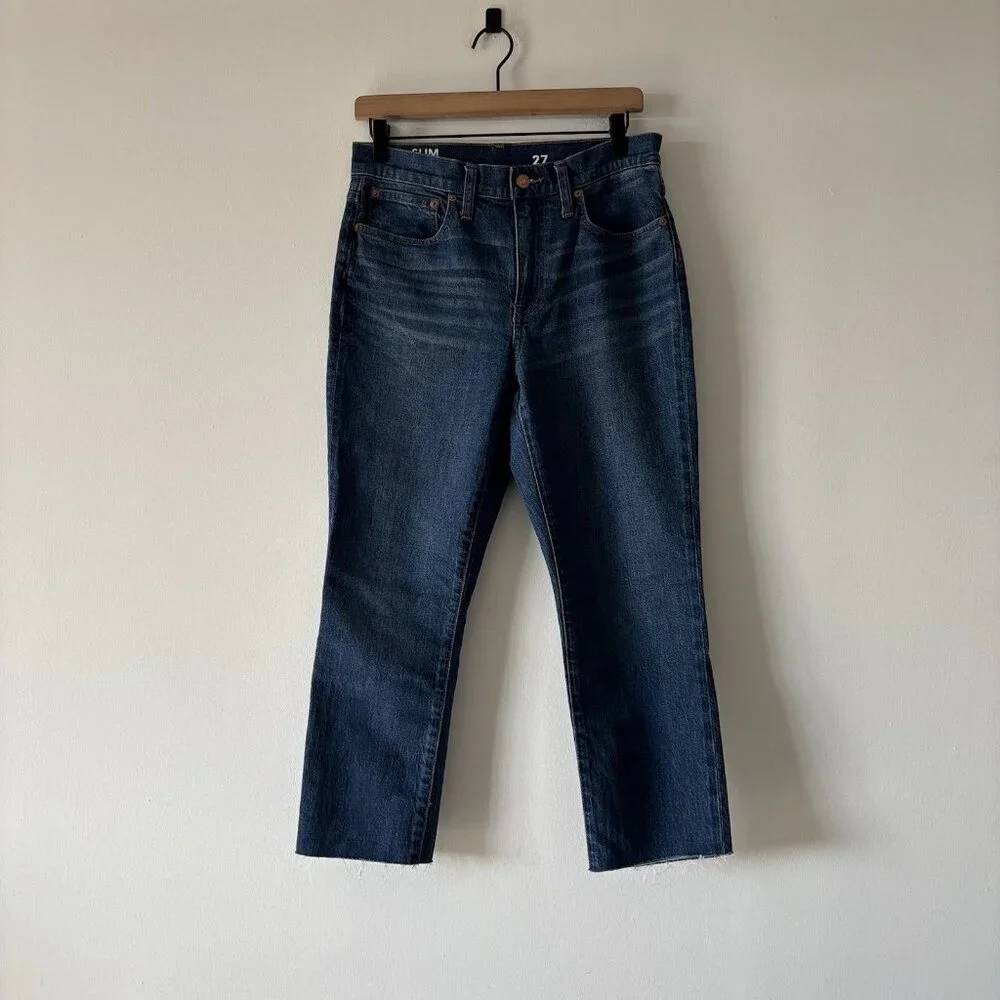 J. Crew Denim Slim Boyfriend Jeans Medium Wash Raw Hem Casual Women’s Size 27‎